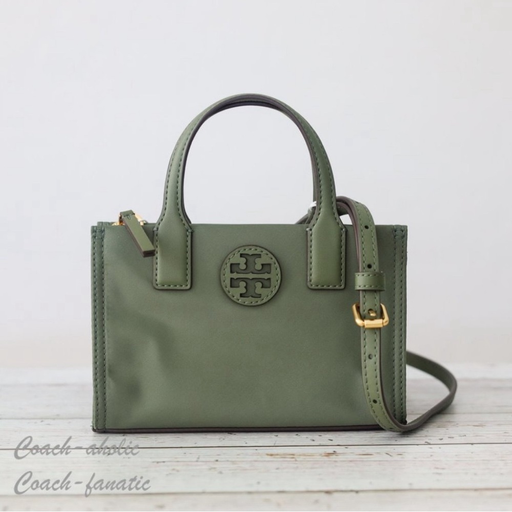 NWT Tory Burch Ella Nylon Mini Tote Crossbody Bag Purse in Palm Leaf Green